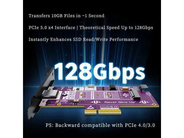 Alt view image 6 of 7 - VoltSync P560RPO PCIe 5.0 X16 to M.2 NVMe SSD Adapter Card 128GBps Full-Speed Expansion Board with Aluminum Alloy Heatsink, 10000MB/s Transfer, Stable Signal, Wide Compatibility