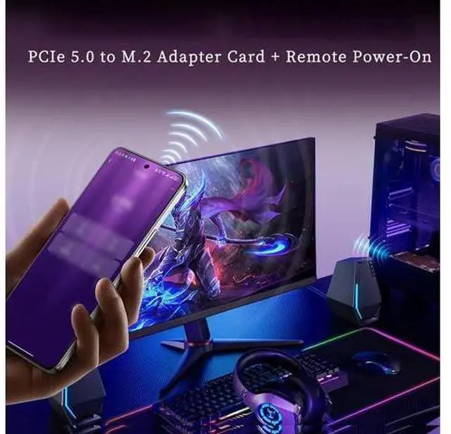 Alt view image 4 of 7 - VoltSync P560RPO PCIe 5.0 X16 to M.2 NVMe SSD Adapter Card 128GBps Full-Speed Expansion Board with Aluminum Alloy Heatsink, 10000MB/s Transfer, Stable Signal, Wide Compatibility