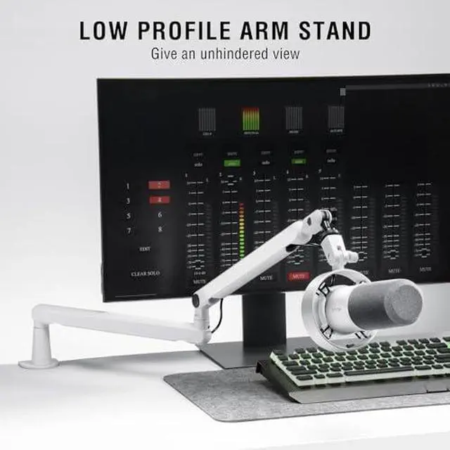 Alt view image 2 of 6 - All-in-one Audio Kit, XLR Podcast Dynamic Mic with Tap-to-Mute,XLR Cable & Adjustable Low Profile Arm, Audio Mixer Mic with 48V Phantom Power for Gaming Studio-K688W+BM88W+SC8W+L9W