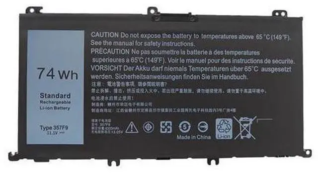 Main image of 357F9 Replacement Battery for Dell Inspiron 15 7559 7567 7000 Series | 11.1V 74Wh 6330mAh Li-Polymer | Compatible with 00GFJ6 0357F9 P57F001 | 2-Year Warranty