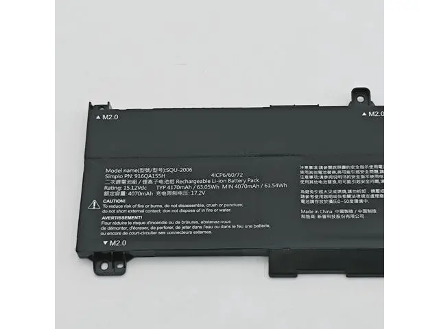 Alt view image 2 of 3 - SQU-2006 63Wh 15.12V Replacement Battery for Hasee S8D6 Z7D6 Z8D6 Series 4-Cell Li-ion Replaces AEC616072-4S1P