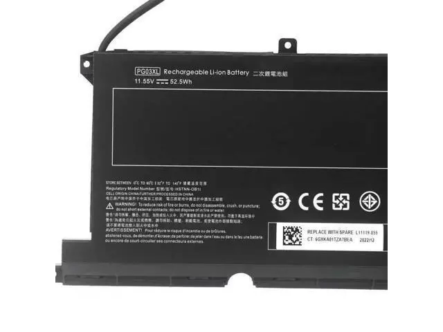 Alt view image 2 of 3 - PG03XL Battery for HP Pavilion Gaming 15-DK 15-EC 16-A Series | 52.5Wh 3-Cell | Replaces L48495-005, HSTNN-DB9G, L48430-AC1 | Compatible with 15-DK0056WM, 15-EC1073DX, 16-A0032DX | 11.55V