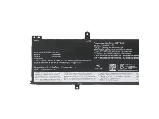 Alt view image 2 of 6 - L21D4P71 L21L4P71 Battery for Lenovo ThinkPad T14 Gen 3/4 & P14s Gen 3/4 | 15.48V 52.5Wh | Replaces 5B10W51860, 5B11M90023, SB10W5196B, 4ICP6/66/56 | Li-ion Notebook Battery