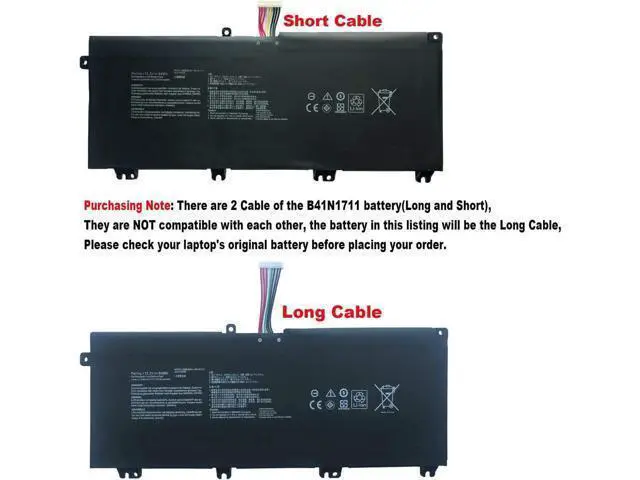Alt view image 3 of 4 - B41N1711 B41Bn95 B41Bn9H Laptop Battery Replacement for FX503VM FX63VD GL703GE-ES73 GL703VD-1A ROG Strix GL503 GL503VM GL703VD ZX63V Series(15.2V 64Wh)