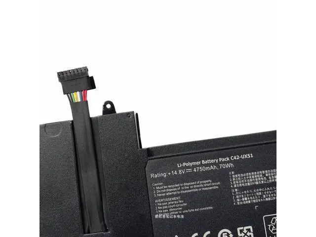 Alt view image 3 of 3 - C42-UX51 70Wh Battery for ASUS ZenBook UX51 UX51V UX51VZ U500VZ Series | 14.8V Li-ion Replacement | Compatible with UX51VZ-CN035H, U500VZ-CN032H, UX51VZA & More | Long-Lasting Power