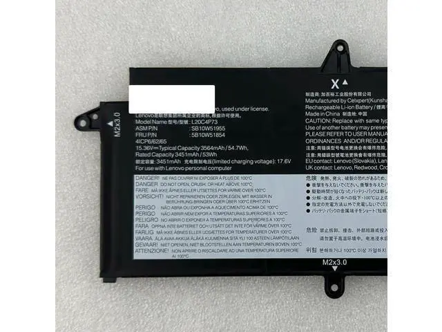 Alt view image 2 of 3 - L20C3P72 Plug & Play Laptop Battery for Lenovo ThinkPad X13 Gen 2 2021/Gen 3 2022 - 11.52V 41Wh 3564mAh, Compatible with SB10W51947 5B10W51858 SB11M89875 L20D3P72, Black