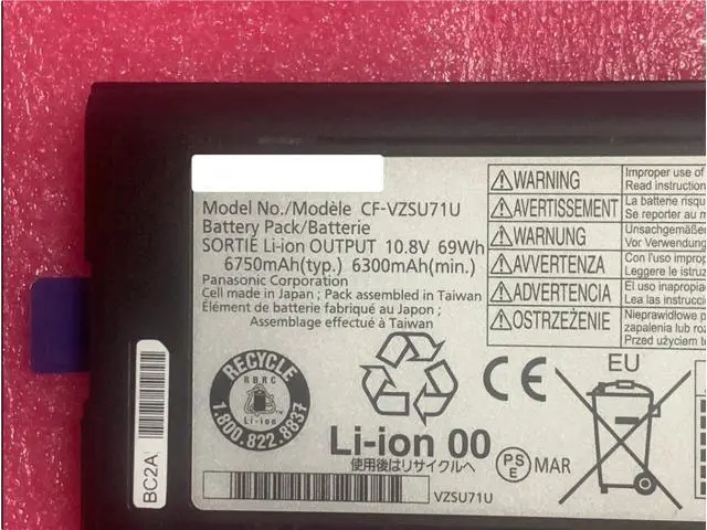 Alt view image 2 of 3 - CF-VZSU71U 10.8V 73Wh 6750mAh 9-Cell Li-ion Battery for Panasonic Toughbook CF-31 CF-52 CF-53 Replaces CF-VZSU72U Grade A Cells Long Runtime