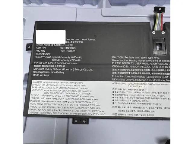 Alt view image 4 of 5 - L21C4PH0 L21D4PH0 L21M4PH0 Battery for Lenovo Yoga 9 14IAP7 14IRP8 & ThinkPad T14 T15 E14 E15 15.52V 75Wh 4835mAh Li-ion Black