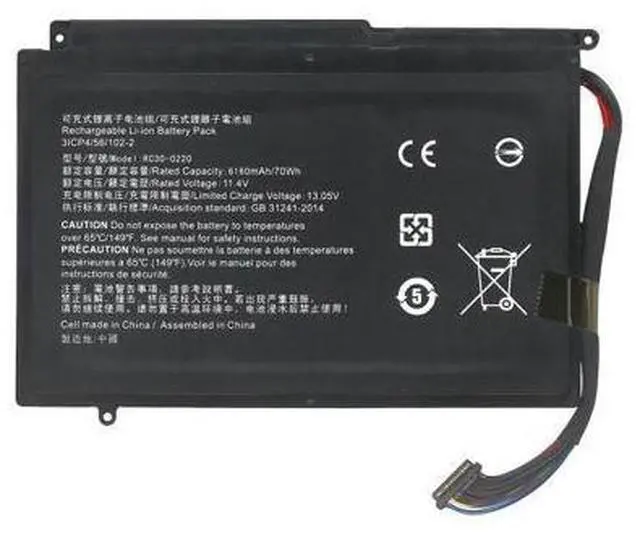 Main image of New RC30-0220 70Wh 11.4V 3-Cell Li-ion Battery for Razer Blade Pro 17" 2017 RZ09-0220 True Capacity Replaces RZ09-02202E75 Grade A Cells