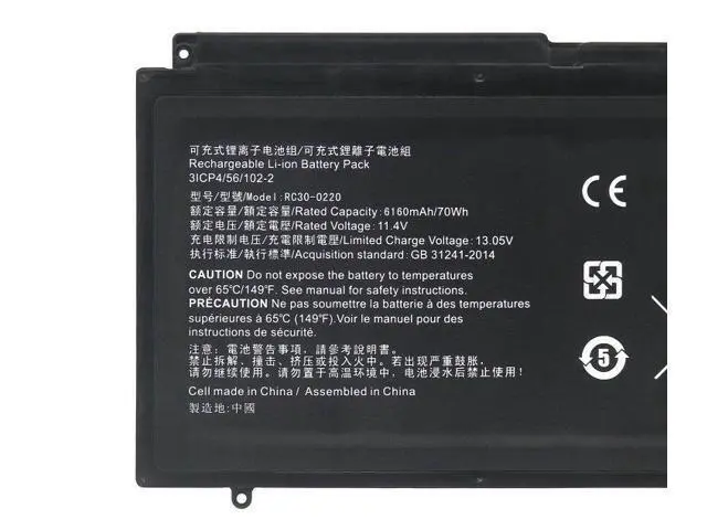 Alt view image 3 of 3 - New RC30-0220 70Wh 11.4V 3-Cell Li-ion Battery for Razer Blade Pro 17" 2017 RZ09-0220 True Capacity Replaces RZ09-02202E75 Grade A Cells