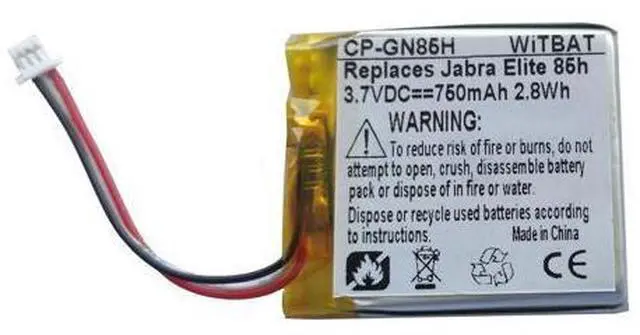 Main image of New 3.7V 450mAh Li-Polymer Battery for Jabra Elite 75t Charging Case Replaces PL661935V CP-GN450 Grade A Cells 12-Month Warranty