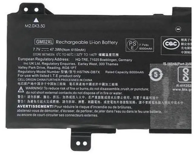 Main image of GM02XL Battery for HP Chromebook x360 11 G1 EE / 14-CA Series | 7.7V 47.3Wh Li-ion | Compatible with 917725-855 917679-271 HSTNN-DB7X | 300-500 Cycles Chromebook X360 11-AE1...