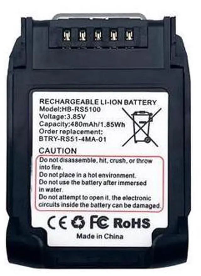 Main image of New BT-000397 480mAh 3.85V Li-ion Battery for Zebra RS51 RS5100 RS6100 Replaces BTRY-RS51-4MA-01 BTRY-RS51-7MA-01 PowerPrecision+ Grade A Cells 12-Month Warranty