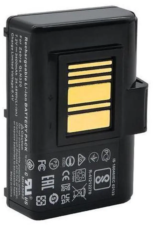Main image of New 7.2V 3400mAh 24.48Wh Li-ion Battery for Zebra QLn320 QLn220 ZQ500 ZQ510 ZQ520 ZQ610 ZQ620 Grade A Cells High Capacity Replacement 12 Month Warranty