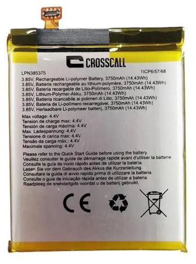 Main image of New LPN385375 3750mAh 14.43Wh 3.85V Li-Po Battery for Crosscall Core-X4 Replaces COX4BAT100 Grade A Cells 12-Month Warranty