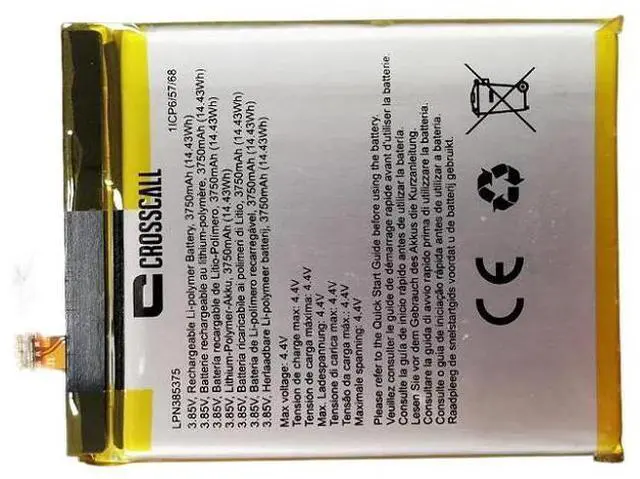 Alt view image 3 of 3 - New LPN385375 3750mAh 14.43Wh 3.85V Li-Po Battery for Crosscall Core-X4 Replaces COX4BAT100 Grade A Cells 12-Month Warranty