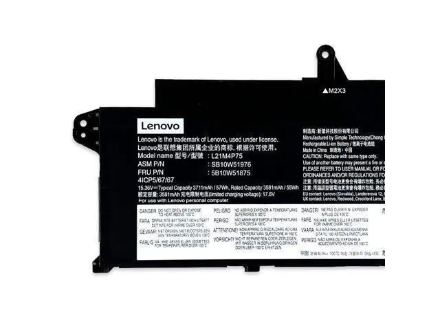 Alt view image 2 of 3 - New L21M4P75 57Wh 15.36V 3711mAh Li-ion Battery for Lenovo ThinkPad T14s Gen 3 2022 Gen 4 2023 Replaces L21B4P71 L21D4P74 Grade A Cells