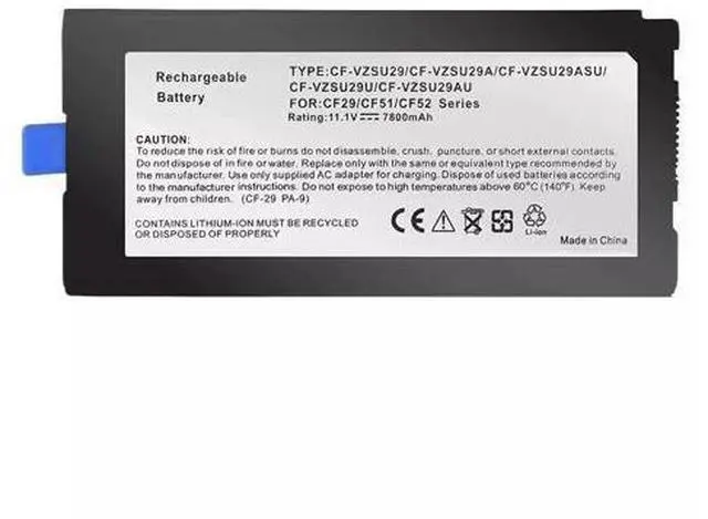 Main image of CF-VZSU29 Replacement Battery for Panasonic Toughbook CF-29 CF-30 CF-51 CF-52 11.1V 7.8Ah 84Wh Li-ion Battery Compatible with CF-VZSU29A CF-VZSU29AU CF-VZSU29AS CF-VZSU29ASU CF-VZSU29U