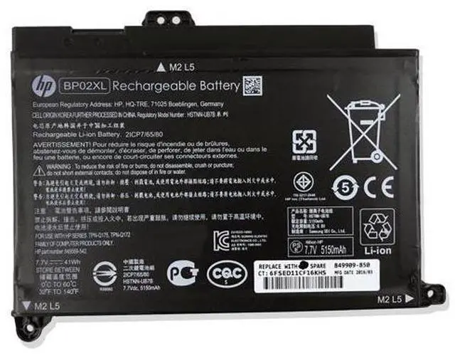 Main image of 41Wh 7.7V BP02XL Battery for HP Pavilion Notebook PC 15 HSTNN-LB7H HSTNN-UB7B