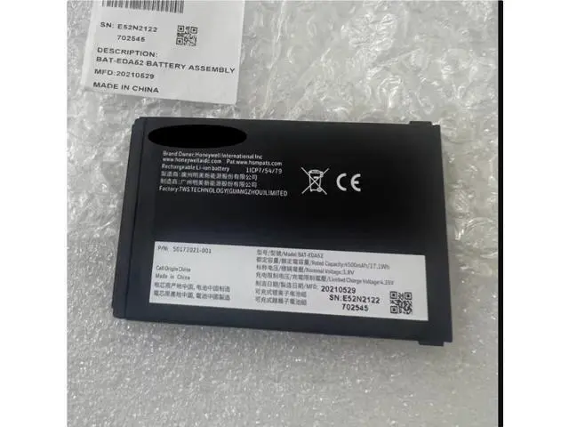 Alt view image 2 of 3 - 50183310-001 BAT-EDA52 Battery Pack 3.8V, 4500mAh, Rechargeable Li-Ion for Honeywell EDA52 Data Collector Scanner