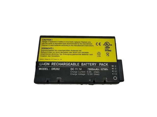 Alt view image 2 of 3 - DR202 87Wh Rugged Laptop Battery for Getac X500/V100/V200/S400 - Replacement for BP-LP2900/33-01PI, BP-LC2600/32-01PI - 11.1V Li-ion Mil-Spec Battery (Compatible with M230, DR202i, ME202 Series)