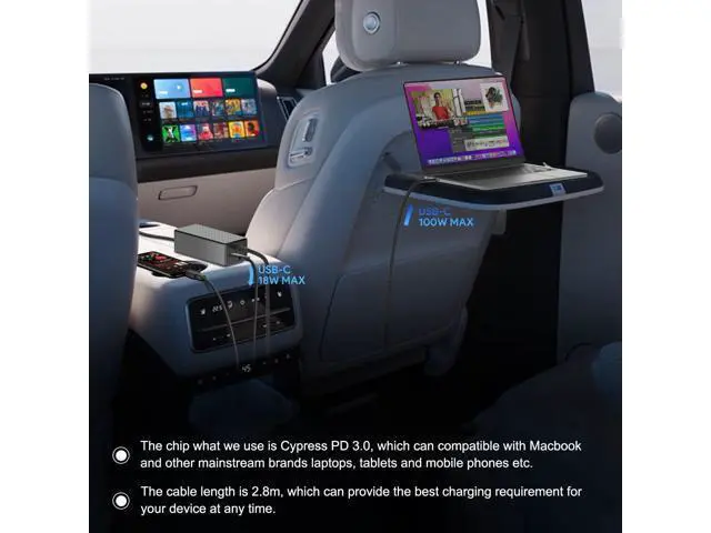 Alt view image 4 of 5 - KFD PD118W 100W 90W USB-C Laptop Car Charger DC Adapter Power Supply for DJI Mavic MacBook Pro Air M4 LG Gram Razer MSI Dell HP Lenovo Acer Samsung Asus Rog Ally Surface Laptop Tablet Phone Speaker