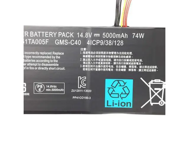 Alt view image 3 of 3 - GMS-C40 Laptop Battery for Blade Pro 2013 RZ09-00991101 4ICP9/38/128 for Razer Pro 2015 RZ09-01171E11(14.8V 74Wh)