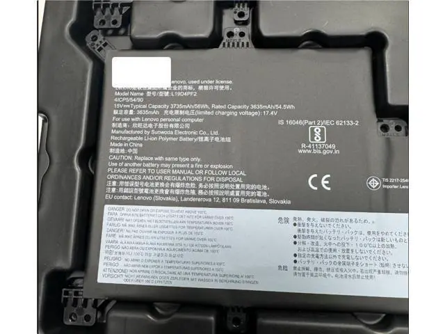 Alt view image 2 of 3 - L19L4PF2 L19D4PF2 SB10W89847 Battery for Lenovo IdeaPad 3-17ADA05 3-17ARE05 3-17IML05 3-17IIL05 V17-IIL 15.2V 56Wh Li-ion Black