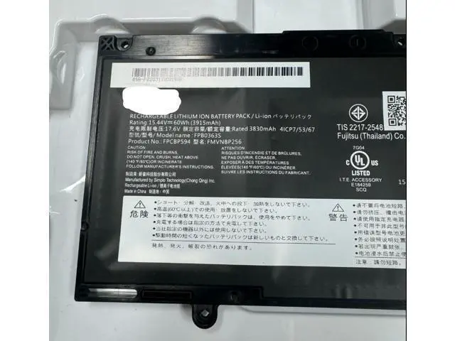 Alt view image 2 of 2 - FPCBP594 battery for Fujitsu Lifebook U7412 U7312 FMVNBP256 FMVU5803E Replacement - 60Wh Li-Polymer (Compatible with CP813249-01, CP833283-03, CP847055, FPB0363S)