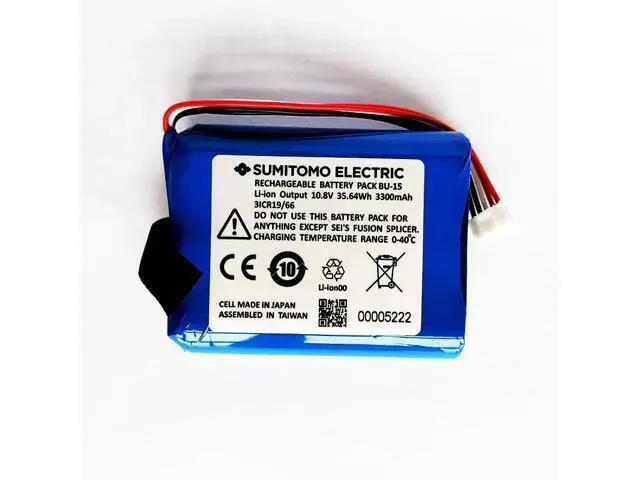Alt view image 3 of 3 - BU-15 Replacement Battery for Sumitomo T-400S / T400S OTDR Fusion Splicer - 10.8V 35.64Wh (3300mAh) Li-ion