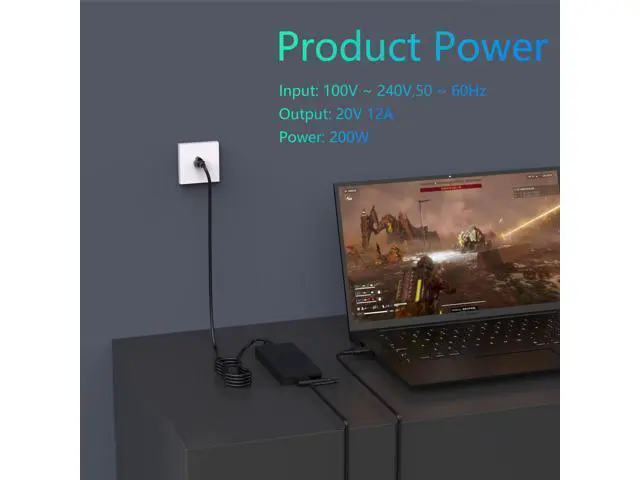 Alt view image 3 of 5 - 200W Laptop Charger for ASUS TUF Gaming A14 A16 FA401WV FA401UV ProArt P16 H7606 H7606WI ADP-200JB K ROG Zephyrus G16 GA605 gu605 gu605m Power Cord