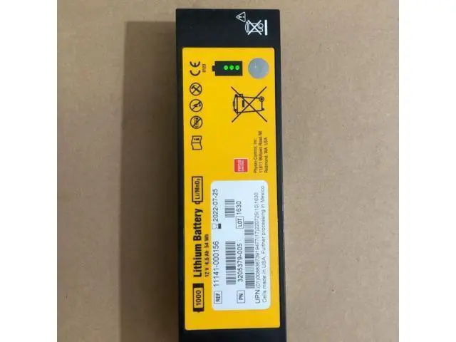 Alt view image 3 of 3 - Physio-Control Lifepak 1000 AED Battery OEM 3205379-006 11141-000156 12V 4.5A 54Wh LiMnO2 Full Charge Replacement Battery with 2028 Expiration Date