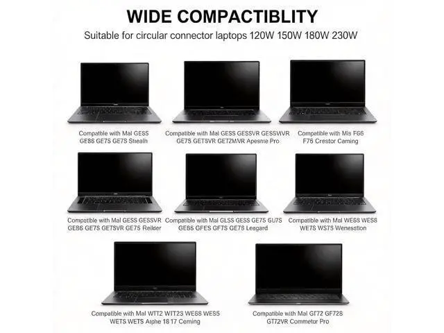 Alt view image 5 of 6 - 230W Laptop Charger Fit for MSI GS66 GS76 GS75 GS65 Stealth Power Supply, MSI Chicony A17-230P1A A12-230P1A P65 P75 AC Adapter