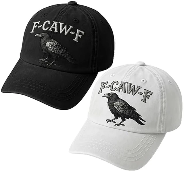 Main image of F Caw F Hat, F-Caw-F Hat Fcawf Cawf Bird Cap, Embroidered Adjustable Hats Soft Washed Baseball Caps