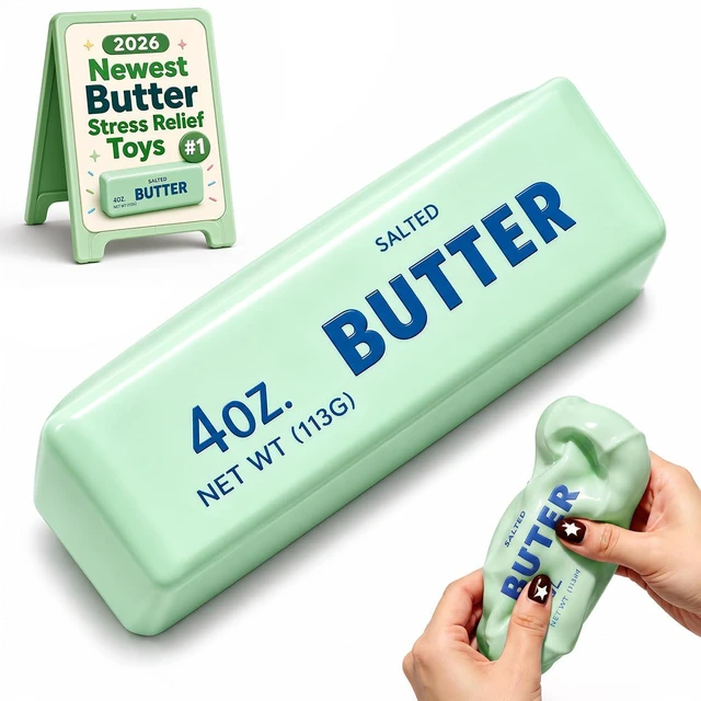Main image of Crunchy Butter Squishy Asmr Bead Filled, Slow Rising Squeeze (Green Butter)