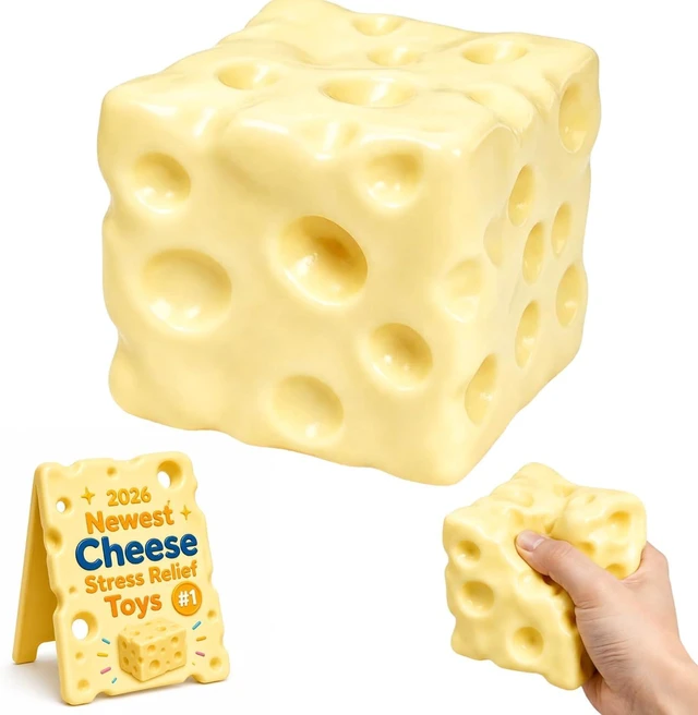 Main image of Crunchy Cheese Squishy Asmr Bead Filled, Slow Rising Squeeze (Cheese D)