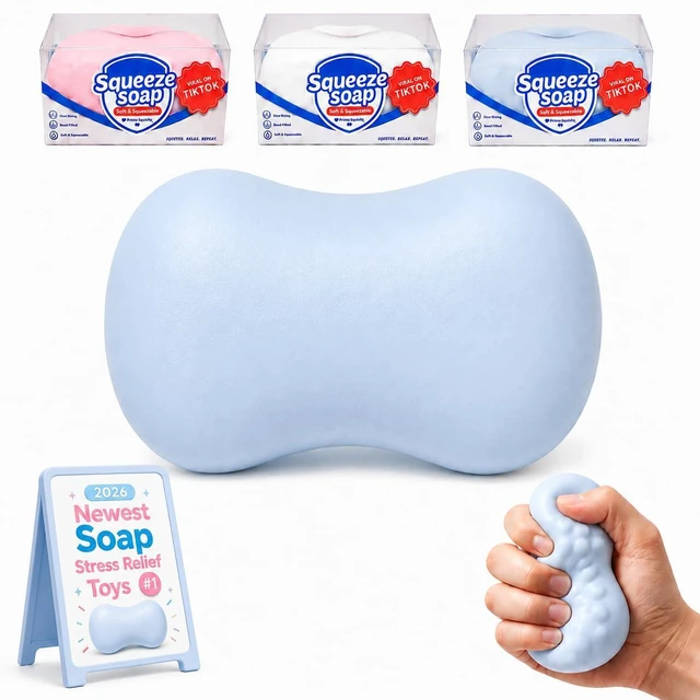 Main image of Crunchy Soap Squishy Asmr Bead Filled, Slow Rising Squeeze (Soap Blue)