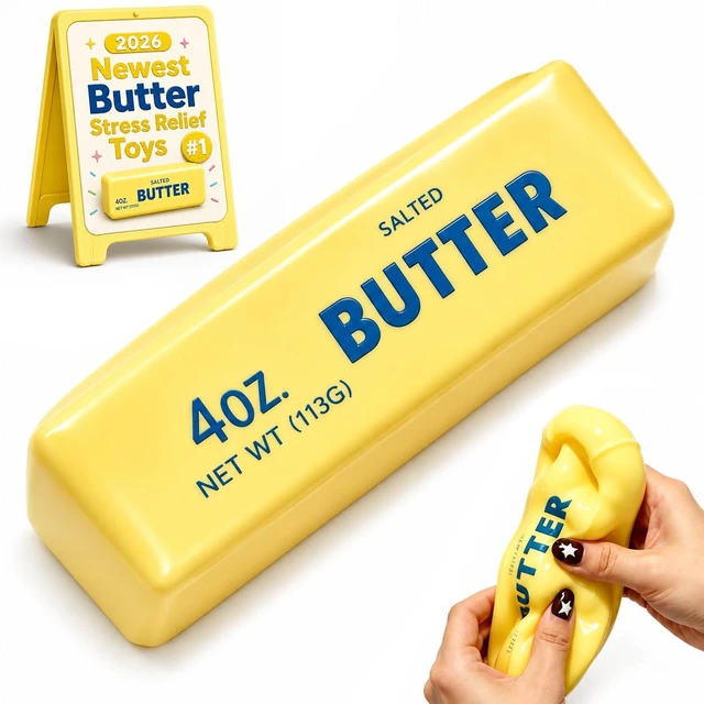 Main image of Crunchy Butter Squishy Asmr Bead Filled, Slow Rising Squeeze (Yellow Butter