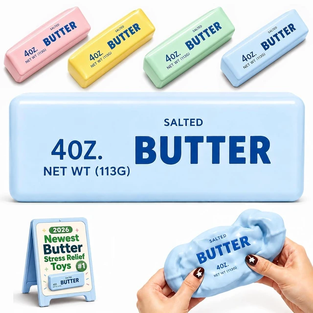 Main image of Crunchy Butter Squishy Asmr Bead Filled, Slow Rising Squeeze (Blue)