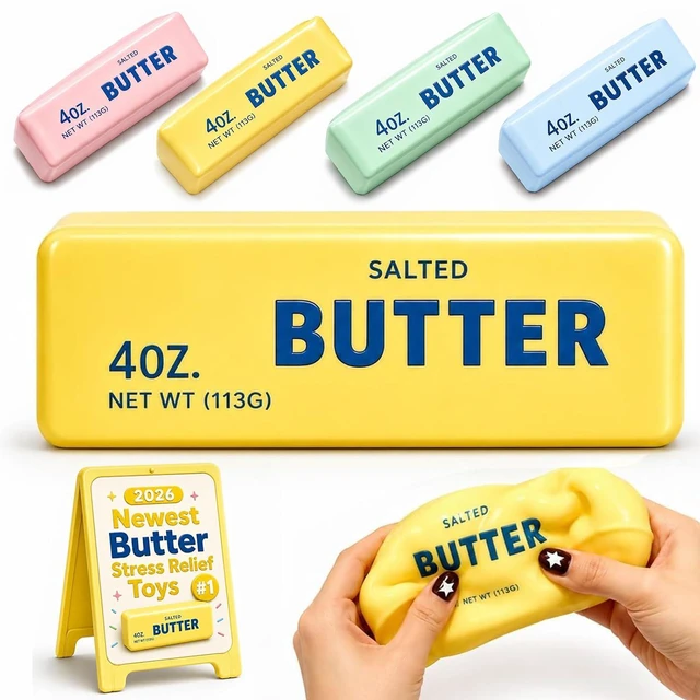 Main image of Crunchy Butter Squishy Asmr Bead Filled, Slow Rising Squeeze (Yellow)