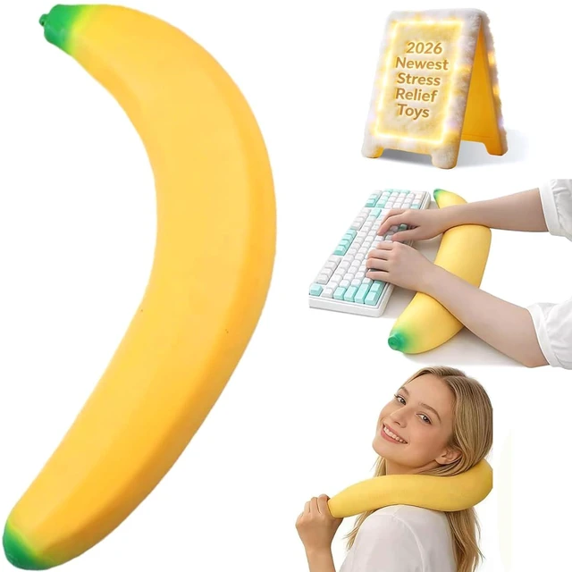 Main image of 18In Banana Squishy, Jumbo Squishy Banana Giant Big Realistic Banana Moldable Soft Squishys Slow Rising Stress Ball for Anxiety Stress Party Favor for Adults (18IN Banana)