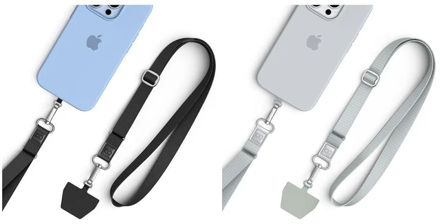 Main image of Cell Phone Lanyard Crossbody Black & Silver Grey