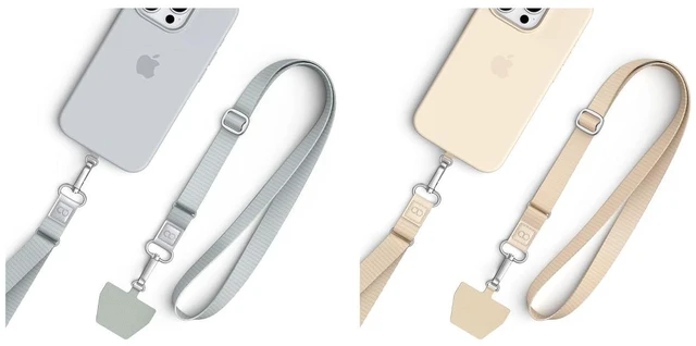 Main image of Cell Phone Lanyard Crossbody Silver Grey & Khaki