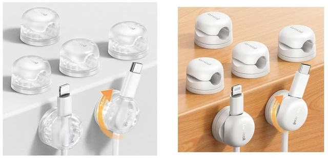 Main image of Rotating Cable Clips White & Clear
