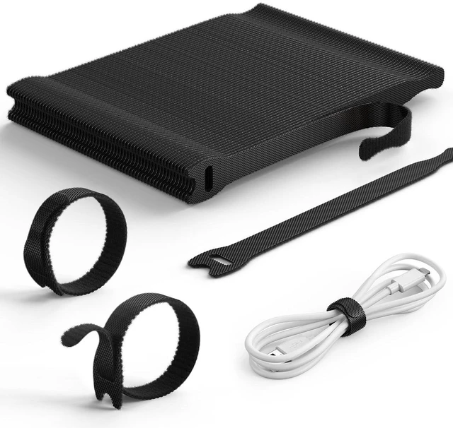 Main image of 100Pack Reusable Cable Ties, 6-Inch Nylon Hook Loop Straps