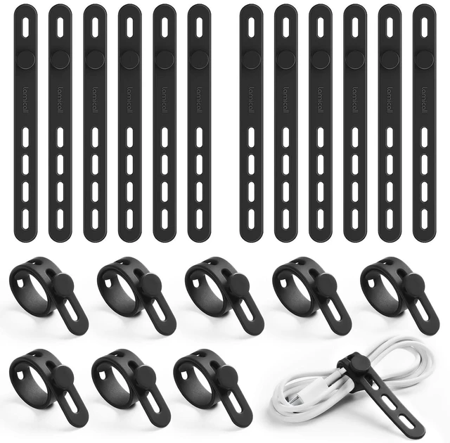 Main image of 20 Pack Silicone Cable Ties, Reusable Wire Organizer Straps