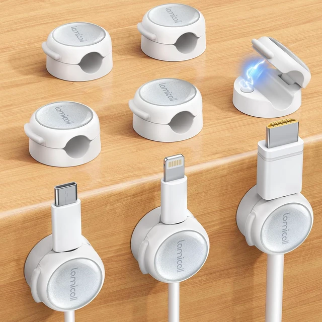 Main image of 8 Pack Magnetic Cable Clips Cord Organizer - Silver Shine Design