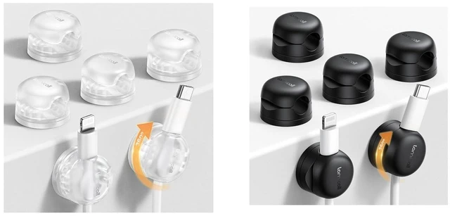 Main image of Rotating Cable Clips Black & Clear