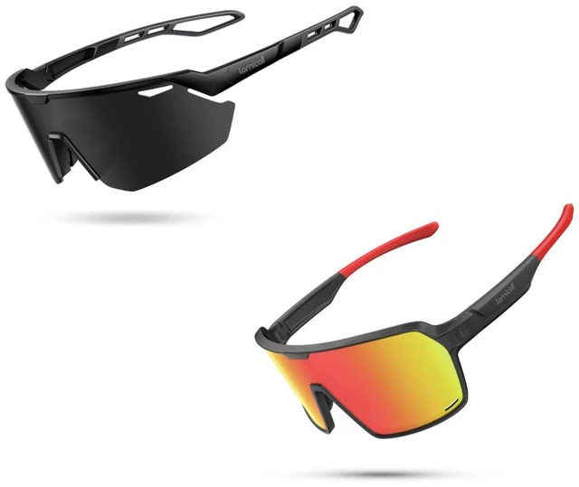 Main image of Polarized Sports Sunglasses for Men Women, Black+Red