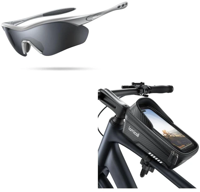 Main image of Bike Frame Bag Waterproof + Polarized Sports Sunglasses for Men Women